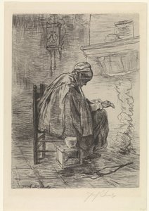 Old Woman by the Hearth by Jozef Israëls