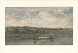 Sand Boat Sailing through Rolling Landscape by Jozef Neuhuys