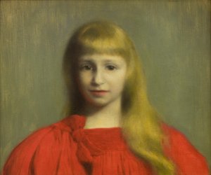 Little Girl in Red Dress by Jozef Pankiewicz