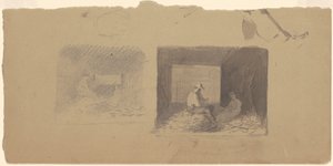 Studies of Farmers Shucking Corn by Jr. Enoch Wood Perry