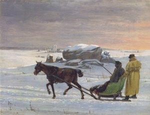 The painters Jørgen Roed and Constantin Hansen take a sleigh ride by Jørgen Roed