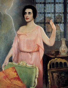Portrait of Margarita Xirgu (1888-1969), in La Xirgu en Cristalline, by the Quinteros brothers by Juan Antonio Benlliure y Gil
