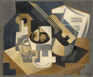 Guitar and Fruit Bowl on a Table