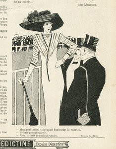 Illustration of J Gris (1887-1927) in Le Lire, 02/10/09 - Fashion, Hat, Life of the Rich, Hippism - Women