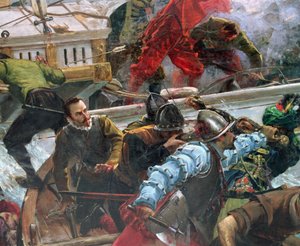 The Battle of Lepanto of 1571 (detail) by Juan Luna y Novicio