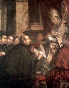St. Ignatius receiving the papal bull of the foundation of the company of Jesus from Pope Paul III
