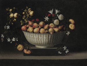 Flowers and Fruit in a China Bowl, c. 1645