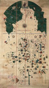 Portolan-Nautical Planisphere Chart by Juan de la Cosa, Circa 1500 by Juan de la Cosa