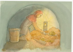 A Medieval Gongfermour, or Gong Farmer, at Work