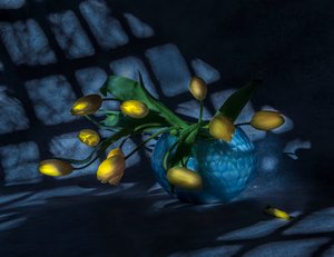 Luminous Tulips Blue Vase