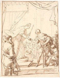 Queen Elizabeth of England Presenting the Order of the Garter to Duke Adolf of Gottorp in 1568 by Jürgen Ovens