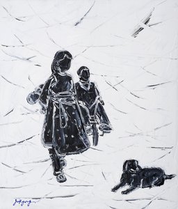 Children Walking Dog by Jukyong Park