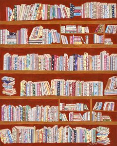 Colorful Patterned Bookshelves