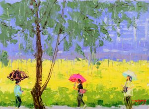 Colorful Rainy Day Walk by Jukyong Park