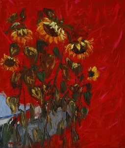 Golden Sunflowers Red by Jukyong Park