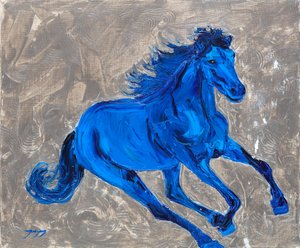Vibrant Blue Horse by Jukyong Park