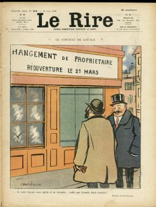 Illustration for the Cover of Le Rire, 21/03/08 - The Contract of Hire - Architecture Urban Planning, Wedding, Adultery, Shops by Jules Abel Faivre