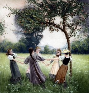 Girotondo (the round). Painting by J.-A. Meunier by Jules Alexis (after) Meunier