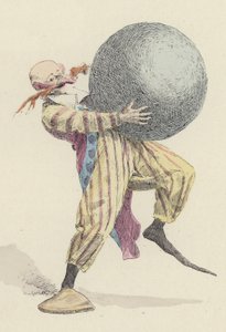 Clown Holding Large Ball (color lithograph) by Jules Arsene (after) Garnier