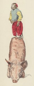 Monkey riding a pig