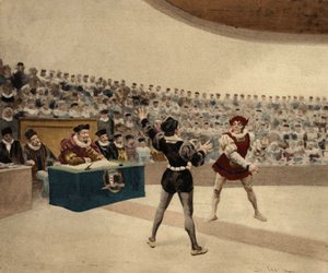 The Duel Between Panurge and English Thaumaste. Pantagruel. Illustration by Jules Garnier. In 