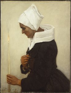 Breton Peasant Woman Holding a Taper, c.1869 by Jules Breton