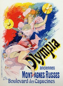 Art. Entertainment. Olympia, Music Hall in Paris. Poster by Jules Cheret, France