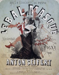 Ball and Concert of Pesth: The Masked Ball (Maskenball, famous polka by Anton Seifert) - Poster by Jules Cheret, n.d.