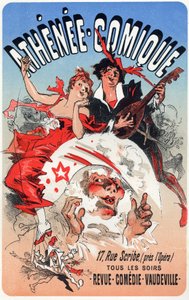 Entertainment. The Athenee Comique, theatre in Paris. Poster by Jules Cheret, France, c.1870-80 by Jules Cheret