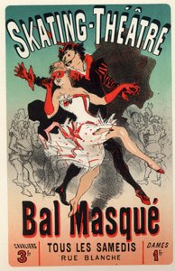 Masquerade Ball at the Skating Theatre, Paris. Poster by Jules Cheret, France, c.1875 by Jules Cheret