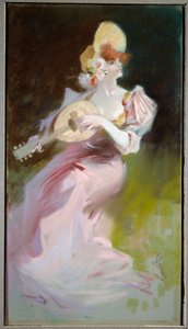 The Woman with the Mandolin by Jules Cheret