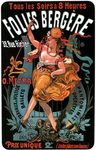 Poster for the Folies-Bergere 1874 by Jules Cheret - aerobatic works, ballets, pantomimes, operettas, dance, dancer, music hall, gay Paris, Paris by night by Jules Cheret
