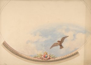 Design for a Ceiling Painted with Clouds and a Soaring Eagle, second half 19th century by Jules Edmond Charles Lachaise and Eugène Pierre Gourdet
