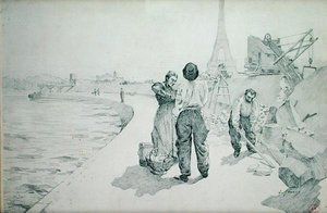 View of the Banks of the Seine, Paris by Jules Ernest Renoux