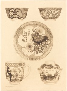 Five Pieces of China by Jules Ferdinand Jacquemart