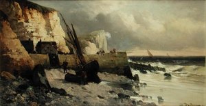 Fishing Off a Breakwater by Jules G Bahieu