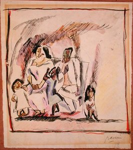 Mother, Father and Three Children by Jules Pascin