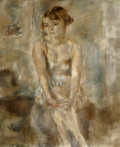 Young Woman Sitting in Chemise by Jules Pascin