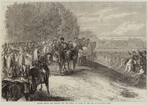 Review before the Emperor and the Prince of Wales in the Bois de Boulogne, Paris by Jules Pelcoq