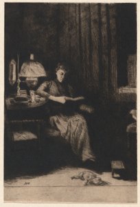 The Evening Lamp by Julian Alden Weir