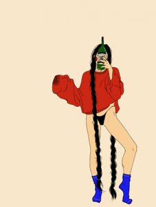 Red Sweater Bottle Girl by Juliana Kokolari