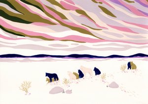 Colorful Arctic Wolves by Julie Lesouef
