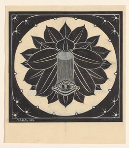 Flower in Square Frame with Star Shapes