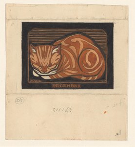 Lying Cypress Cat (December) by Julie de Graag (signed by artist)