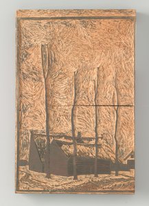 Four trees near houses by Julie de Graag (signed by artist)