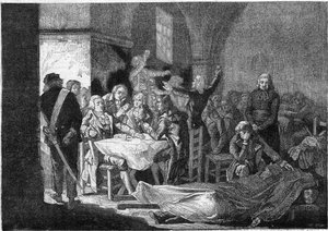 French Revolution: last banquet of the Girondins, October 30-31 by Julien Leopold (after) Boilly