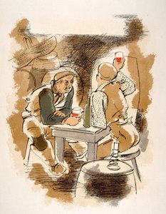 Humorous Wine Illustration 1946. Illustration by Julien Pavil