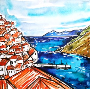 Vibrant Greek Coastal Village
