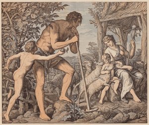 Adam and Eve after the Fall, Genesis, III by Julius (after) Schnorr von Carolsfeld