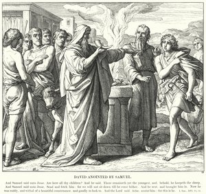 David Anointed by Samuel by Julius (after) Schnorr von Carolsfeld